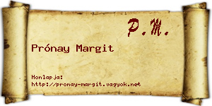 Prónay Margit névjegykártya